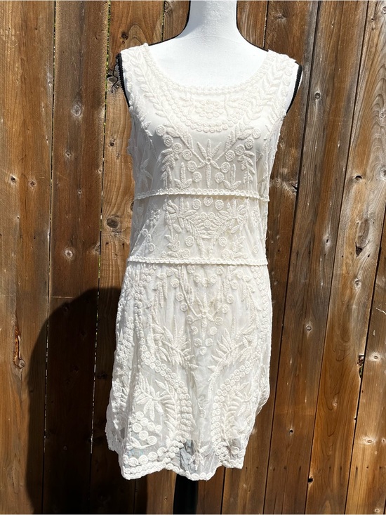 Express Dresses & Skirts - Express Coquette Boho Cream Lace Dress Accepting Offers!